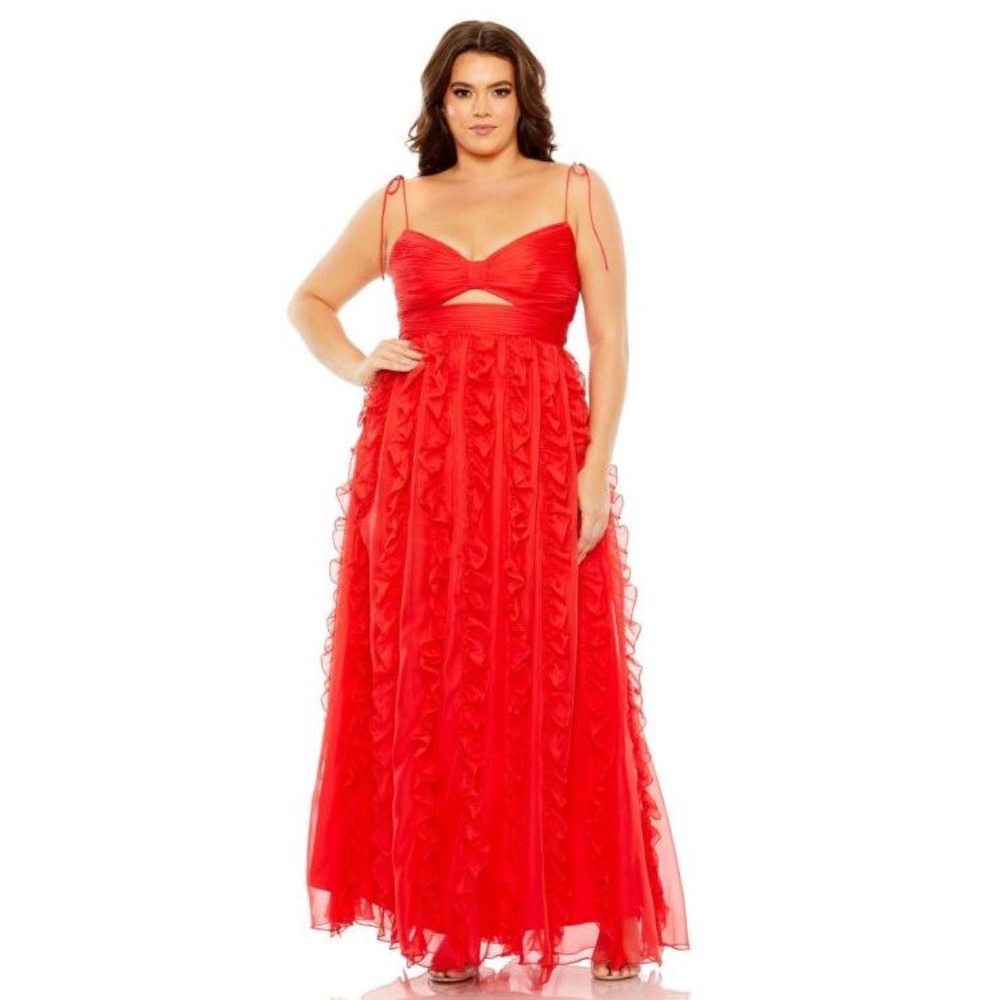 NWT Mac Duggal Bow Bust Ruffle Skirt Dress - size 16W